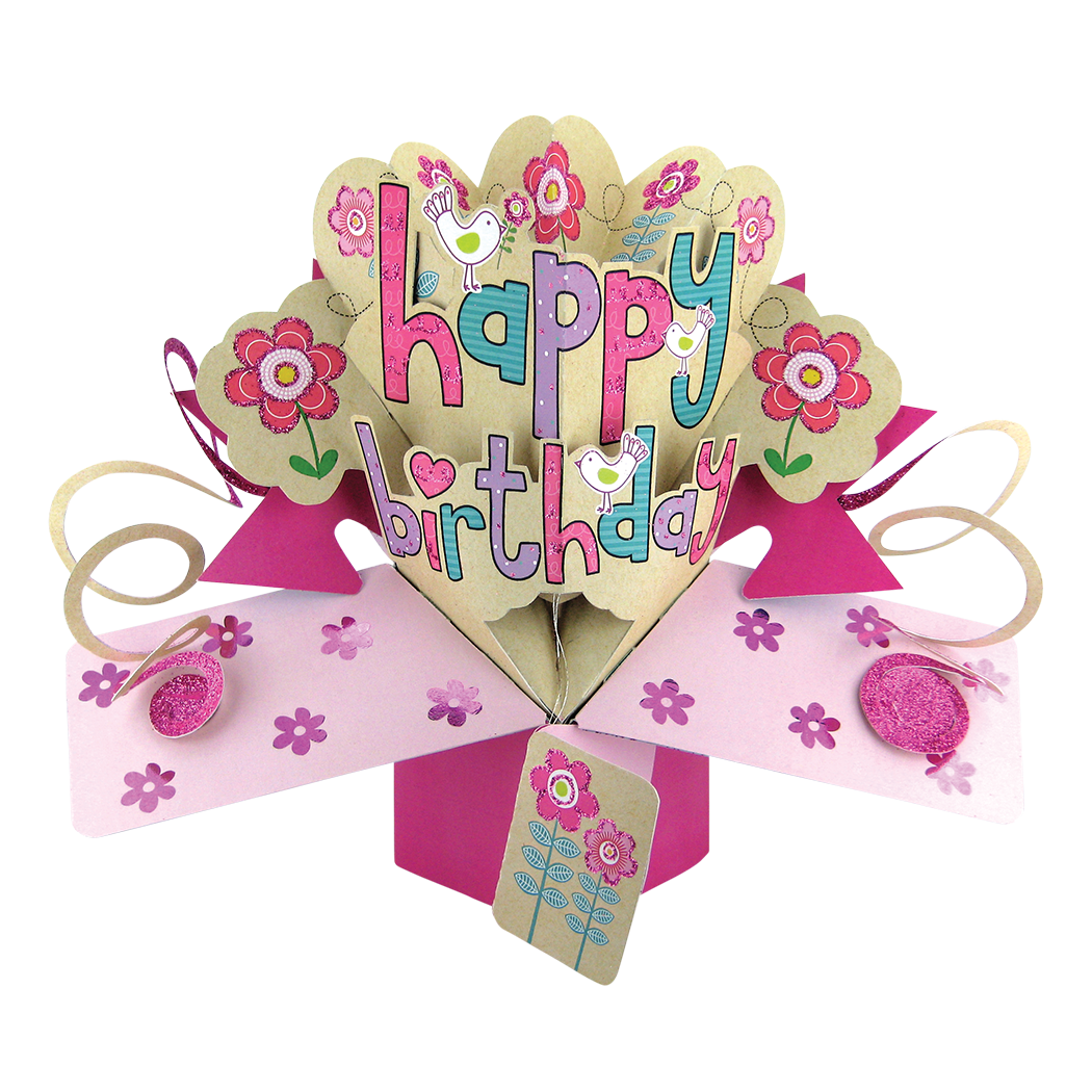 Happy Birthday Flowers Pop-Up Card