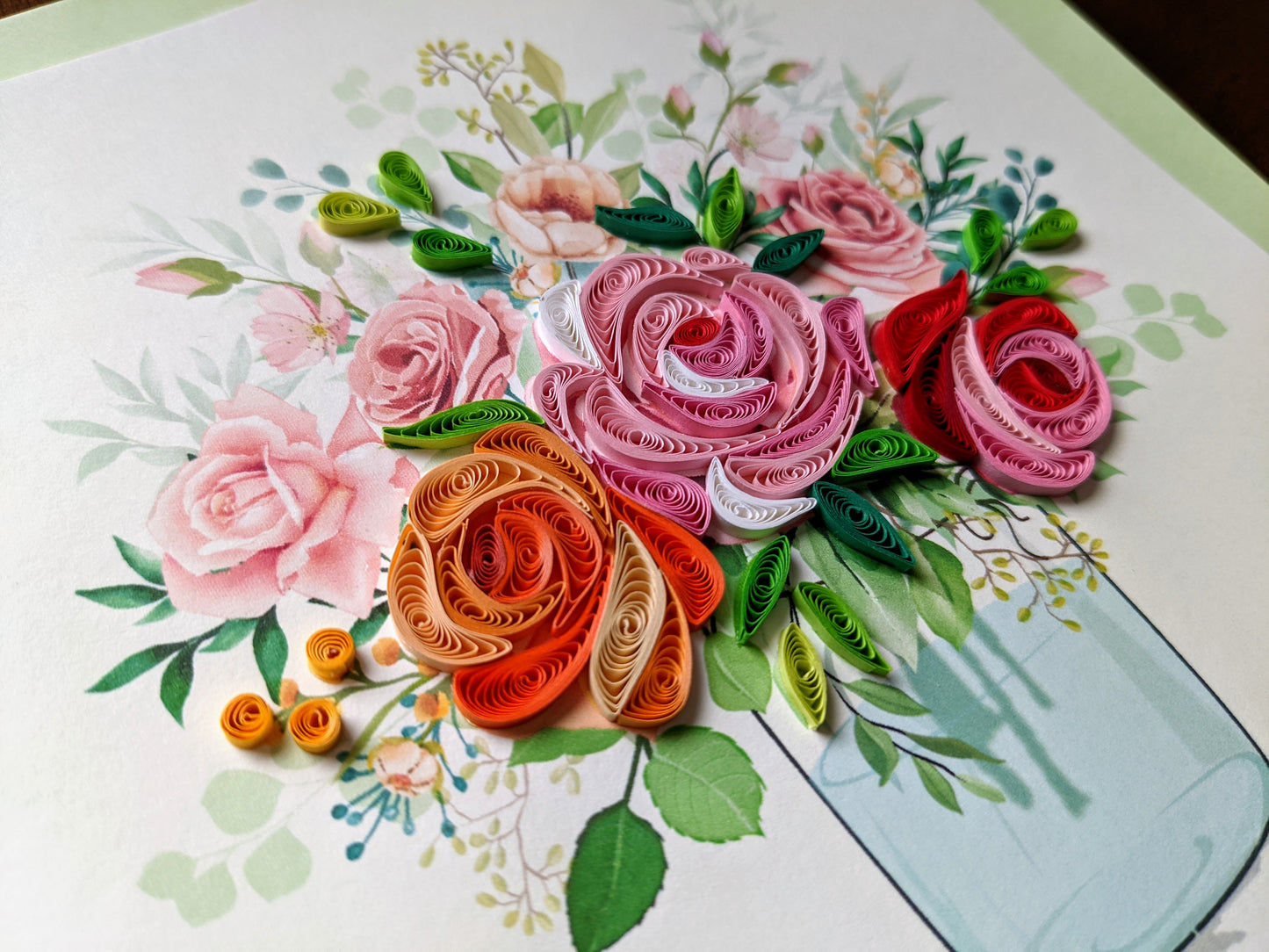 Rose Floral Arrangement Quilling Card