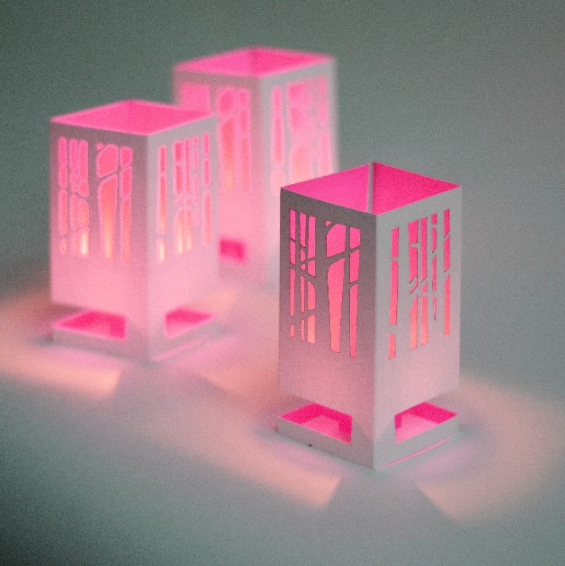 Card + Candle Holder - Woodland Paradise Pink Pop-Up Lantern