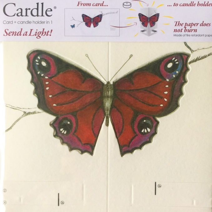 Card + Candle Holder - Bright Red Butterfly Pop-Up Lantern