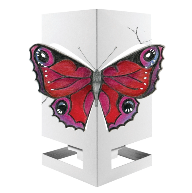 Card + Candle Holder - Bright Red Butterfly Pop-Up Lantern