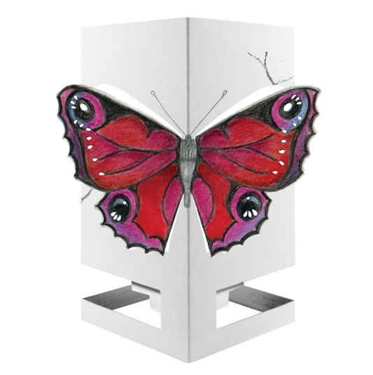 Card + Candle Holder - Bright Red Butterfly Pop-Up Lantern