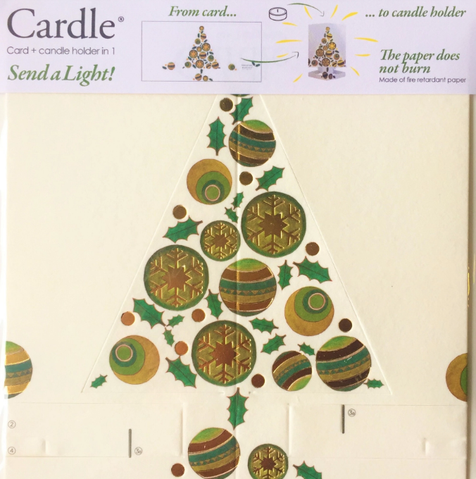 Card + Candle Holder - Christmas Tree Green Pop-Up Lantern