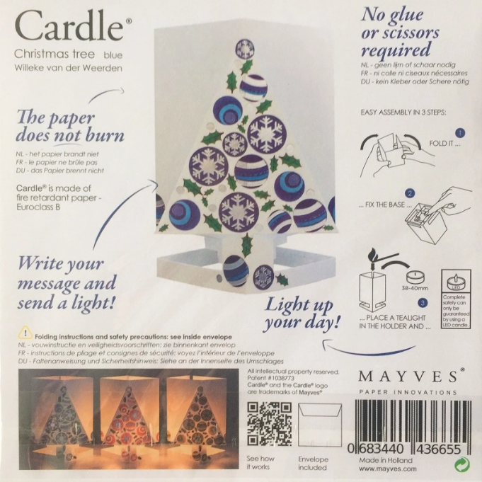 Card + Candle Holder - Christmas Tree Blue Pop-Up Lantern