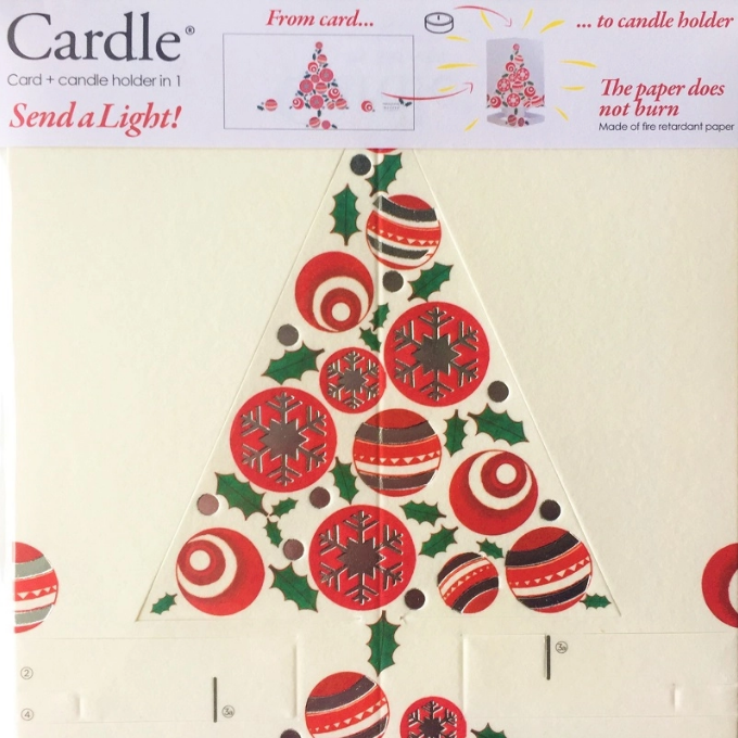 Card + Candle Holder - Christmas Tree Red Pop-Up Lantern