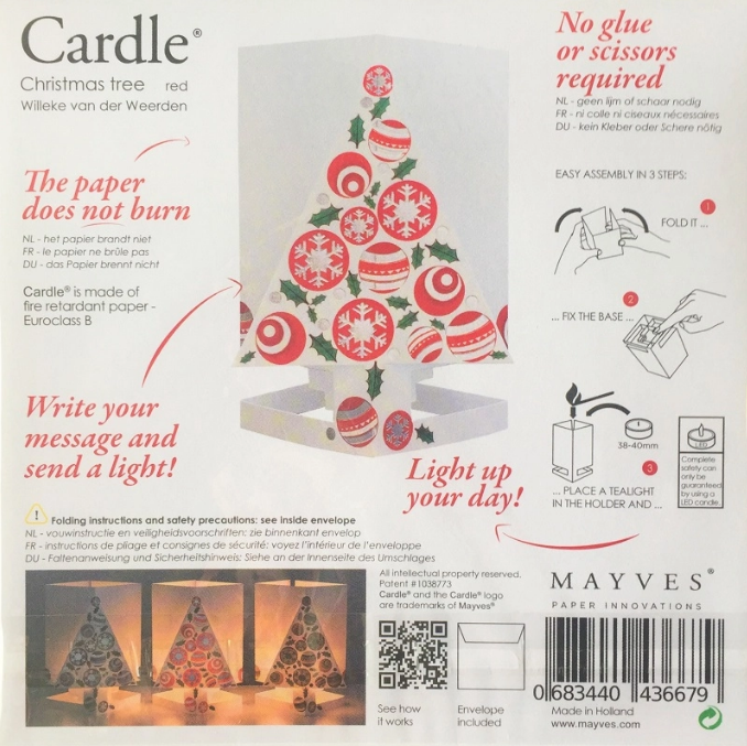 Card + Candle Holder - Christmas Tree Red Pop-Up Lantern