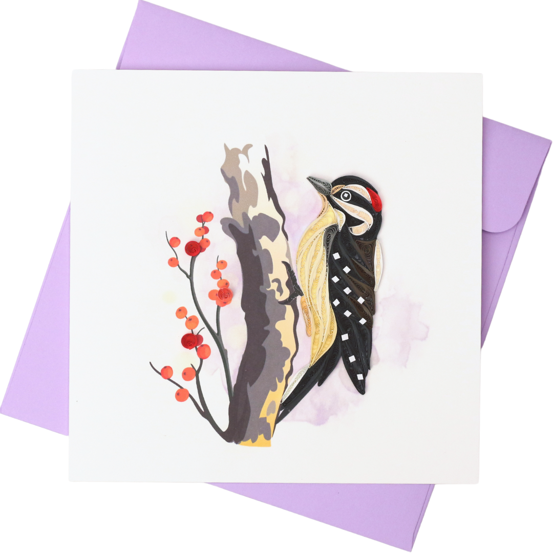 Downy Woodpecker Quilling Card