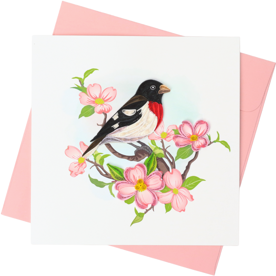 Rose-breasted Grosbeak Quilling Card