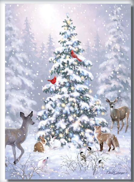 Woodland Critters and Tree Holiday Card