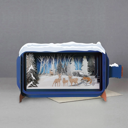 Message in a Bottle - Winter Forest Deer Pop-Up Card