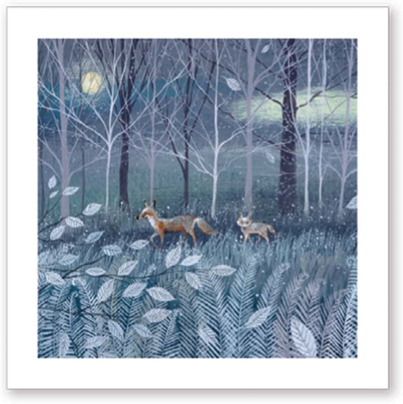 Red Fox and Cub Christmas Card