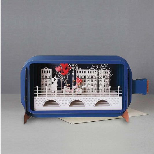 Message in a Bottle - Couple on Bridge Pop-Up Card