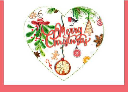 Merry Christmas Heart Quilling Card