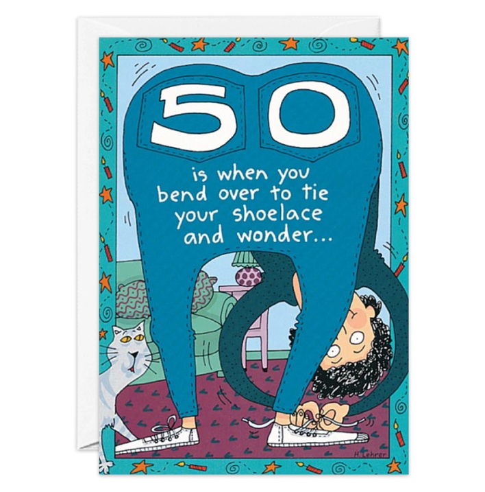 Shoelace 50th -  Funny Birthday Card