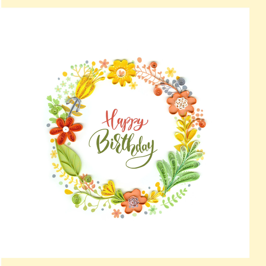 Happy Birthday Floral Wreath Quilling Card