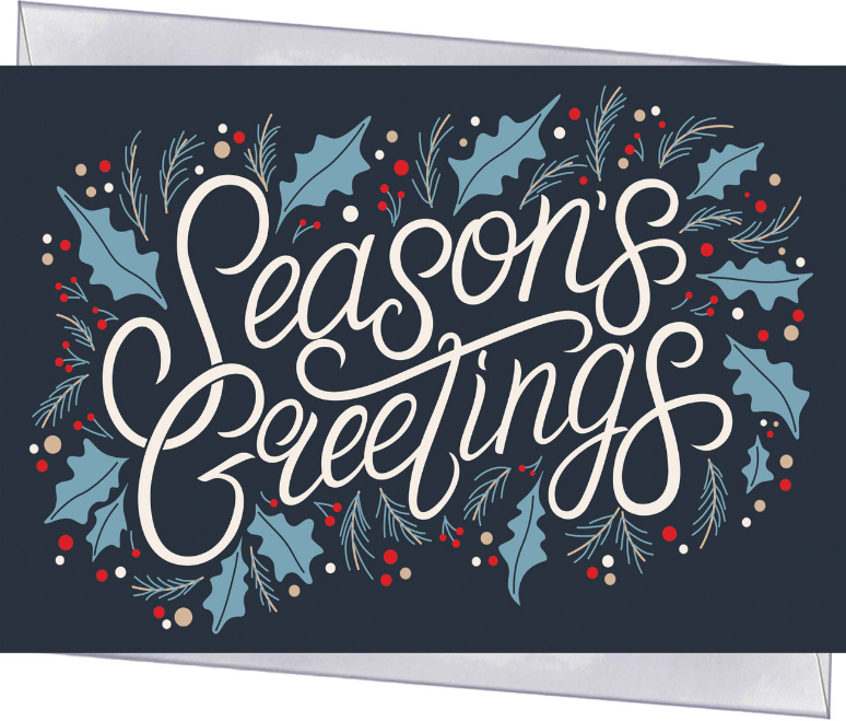Season's Greetings Holly Card