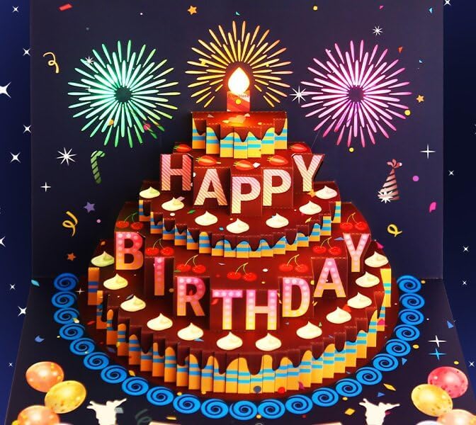 Stellar Celebration 3D Birthday - Lights and Sound Pop-Up Card