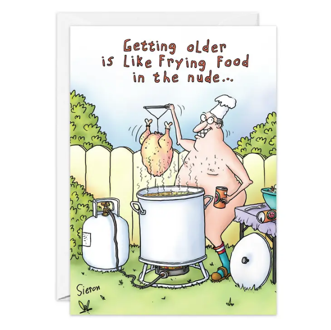 Frying Food Nude - Humor Birthday Card
