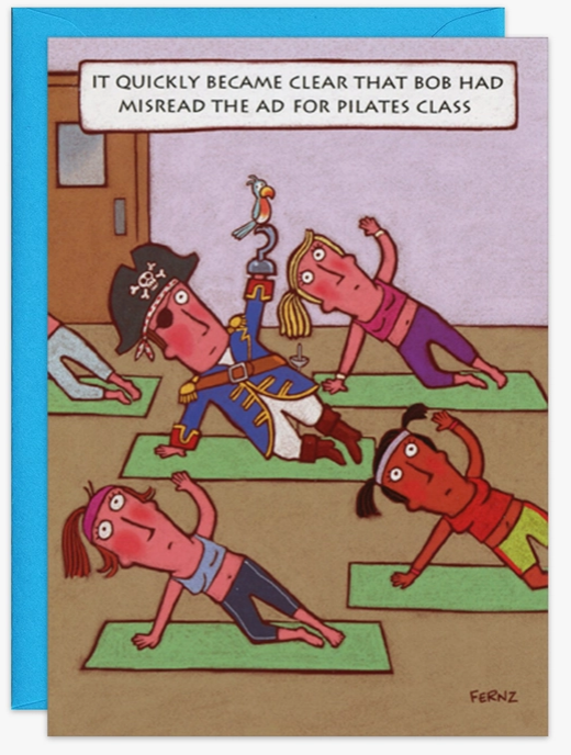Pirate Pilates Humor Birthday Card