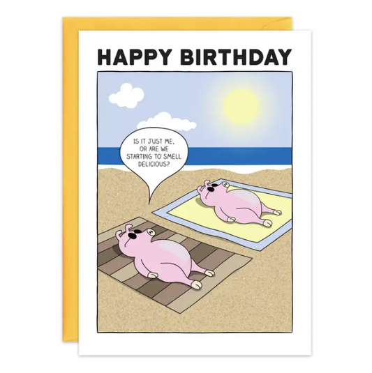 Pigs Sunbathing - Humor Birthday Card