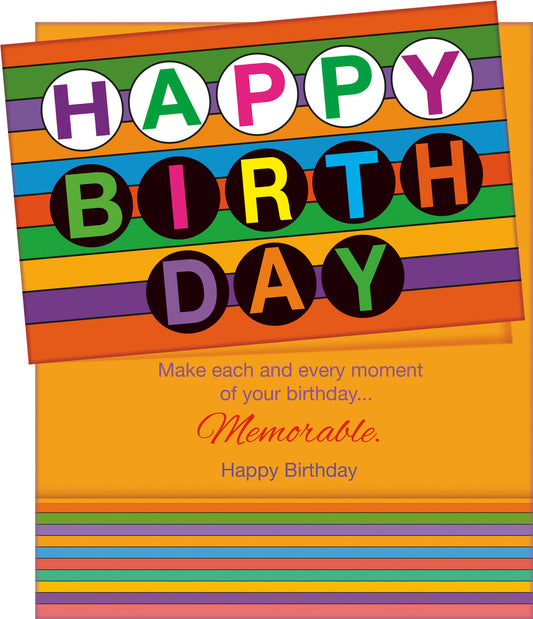 Vibrant Stripes Birthday Card