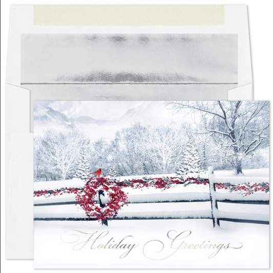 Trimmed in Scarlet Holiday Greetings Card