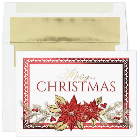 Poinsettia Elegance Christmas Card