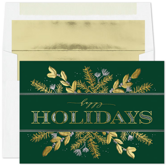 Greenery Happy Holidays Card