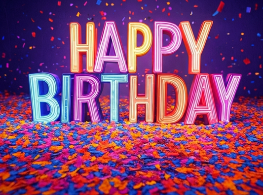 Neon Happy Birthday Card