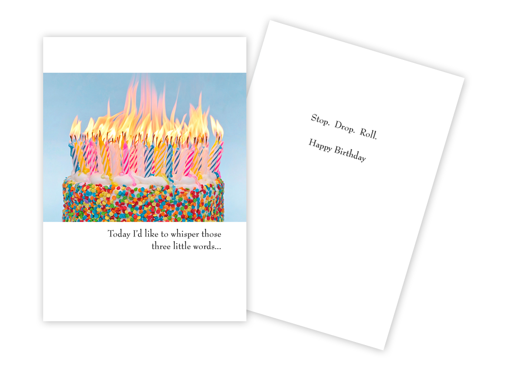 Cake on Fire - Funny Birthday Card