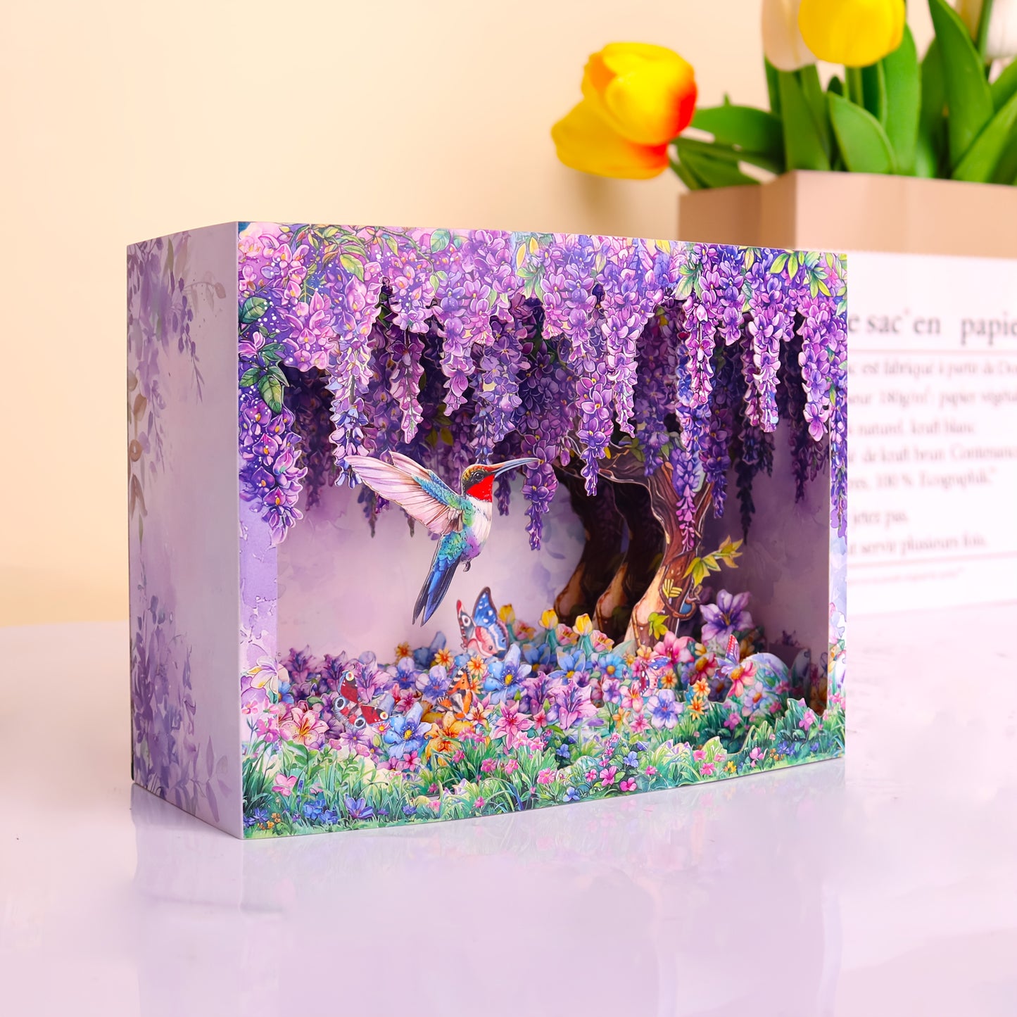 Hummingbird Wisteria Whisper - Pop-Up Shadowbox Card