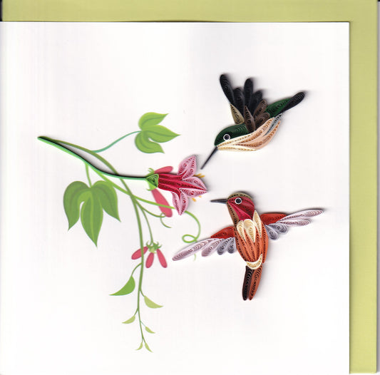 Two Hummingbirds Quilling Card