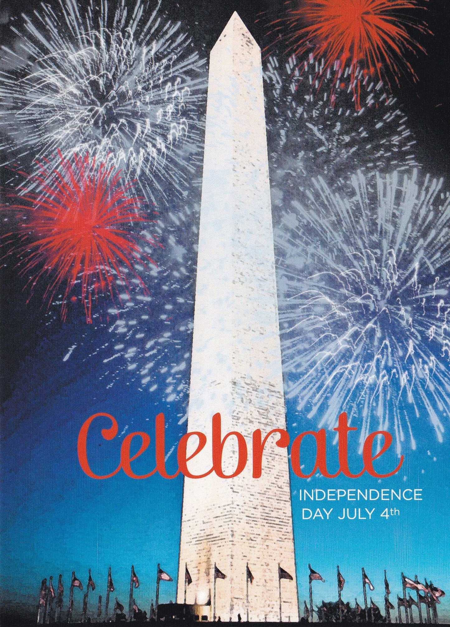 Washington Monument Fireworks Patriotic Greeting Card