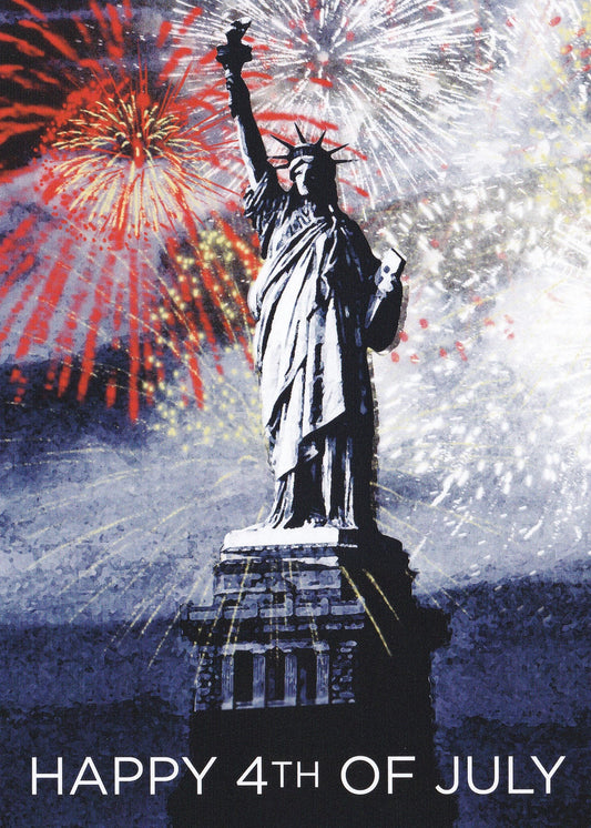 Lady Liberty Fireworks Patriotic Greeting Card