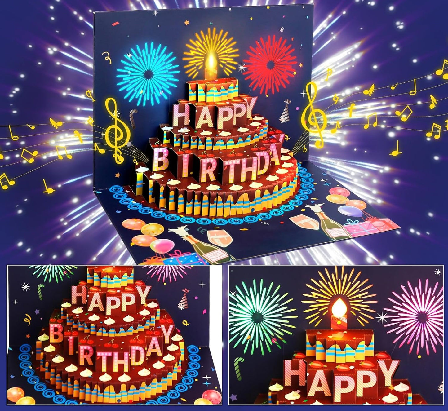 Stellar Celebration 3D Birthday - Lights and Sound Pop-Up Card