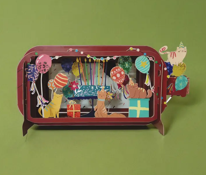 Message in a Bottle - Cats Birthday Party Pop-Up Card