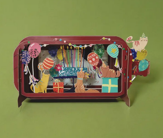 Message in a Bottle - Cats Birthday Party Pop-Up Card
