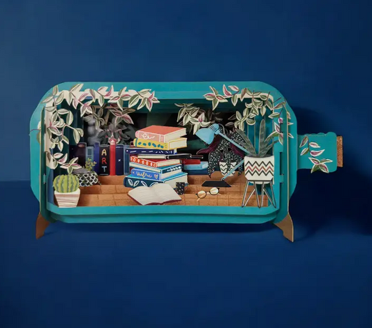 Message in a Bottle - Books Pop-Up Card