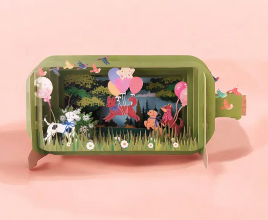 Dogs and Balloons - Message in a Bottle - Pop-Up Card