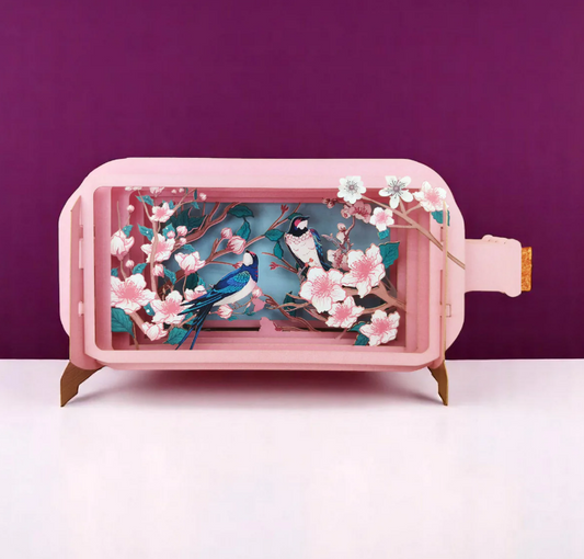 Message in a Bottle - Cherry Blossom and Birds Pop-Up Card