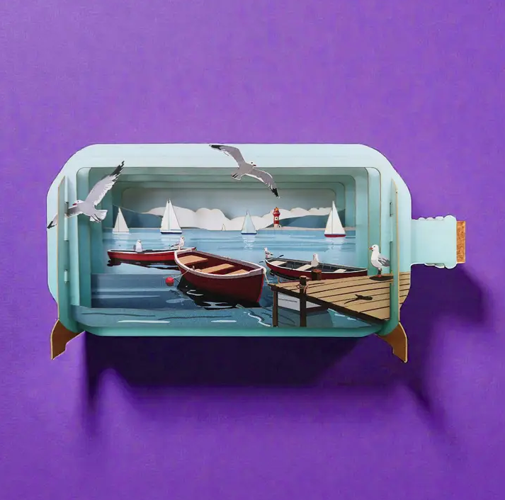 Message in a Bottle - Seaside Harbor Serenity Pop-Up Card