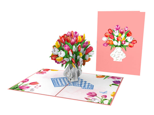 Tulips in Vase Pop-Up Card