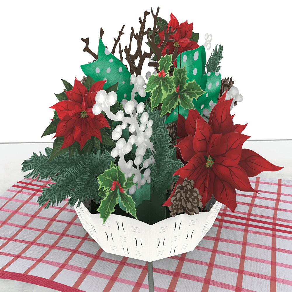 Holiday Floral Basket Pop-Up Card