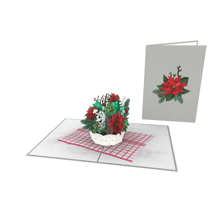 Holiday Floral Basket Pop-Up Card