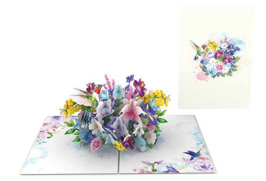 Hummingbird and Flowers Pop-Up Card