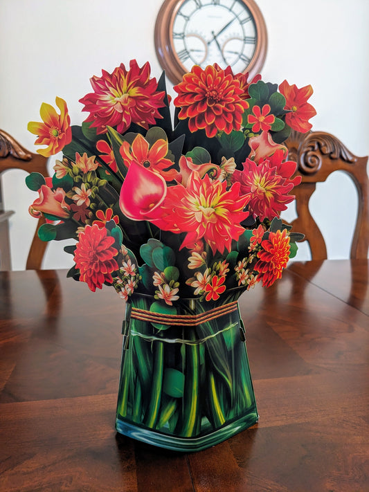 Royal Dahlia Flower Arrangement -3D Pop-Up Floral Bouquet