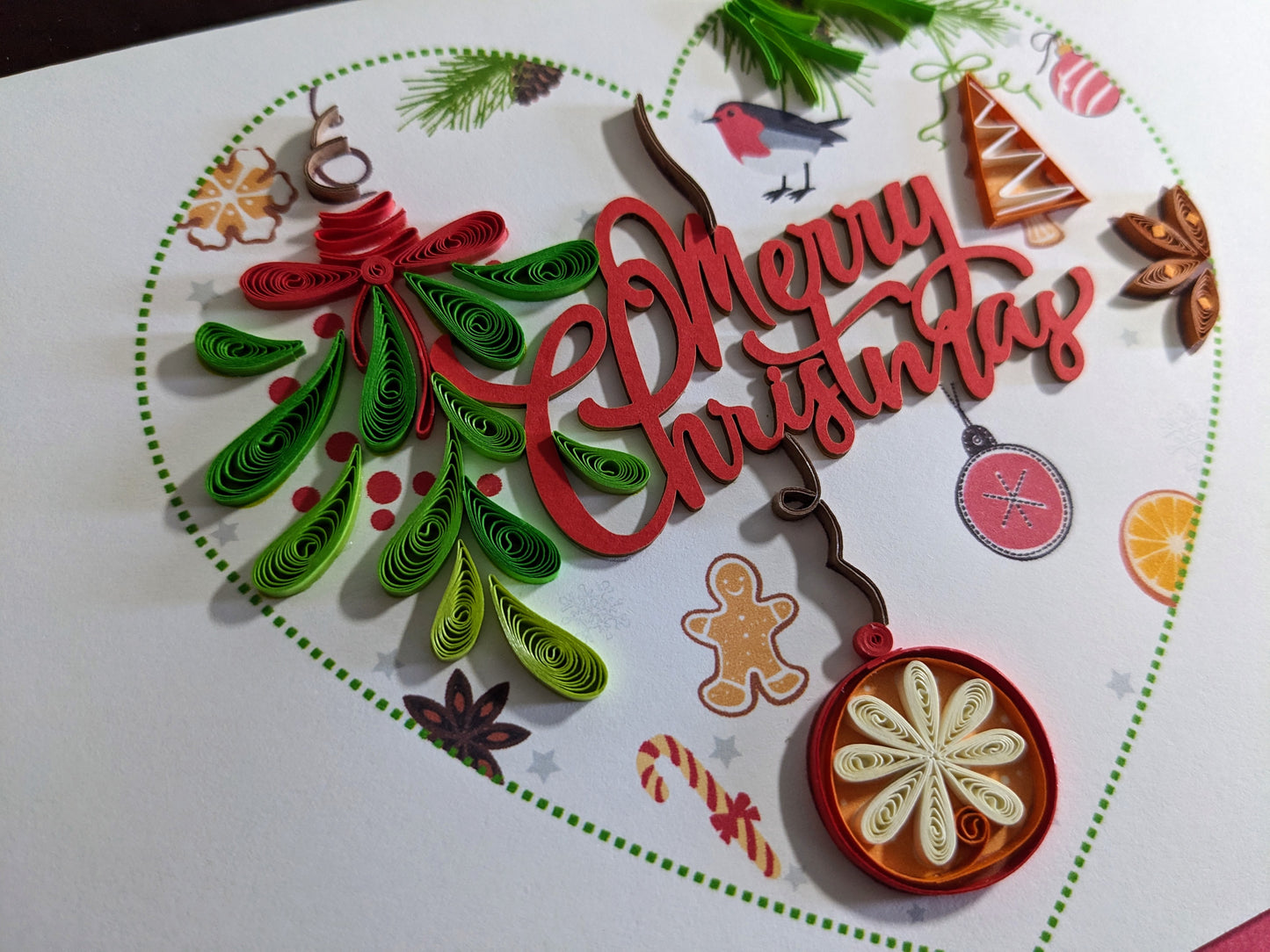 Merry Christmas Heart Quilling Card