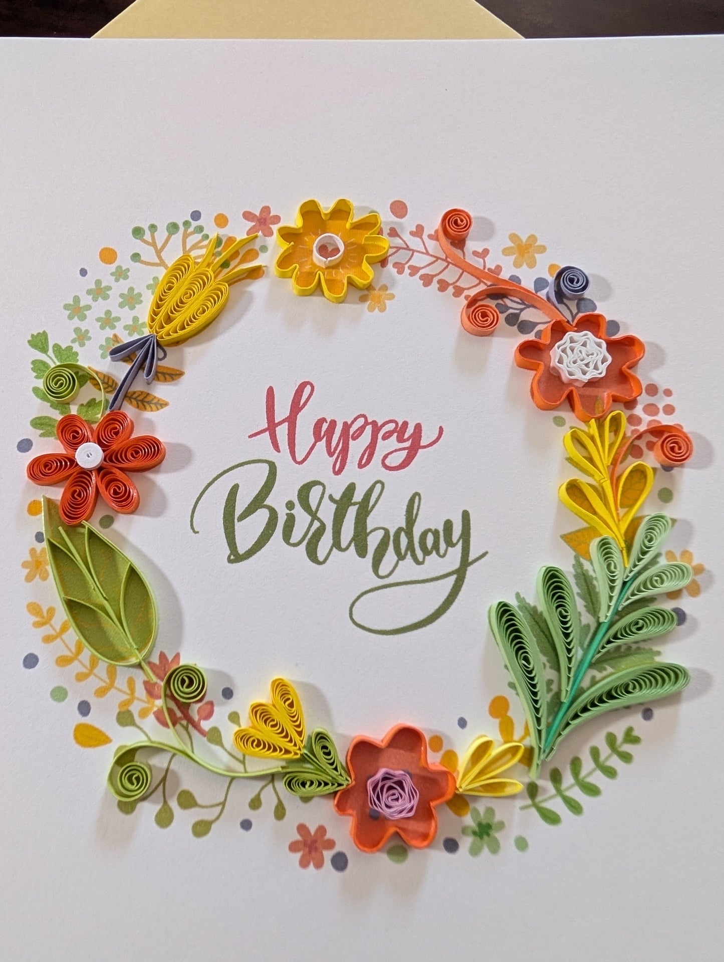 Happy Birthday Floral Wreath Quilling Card