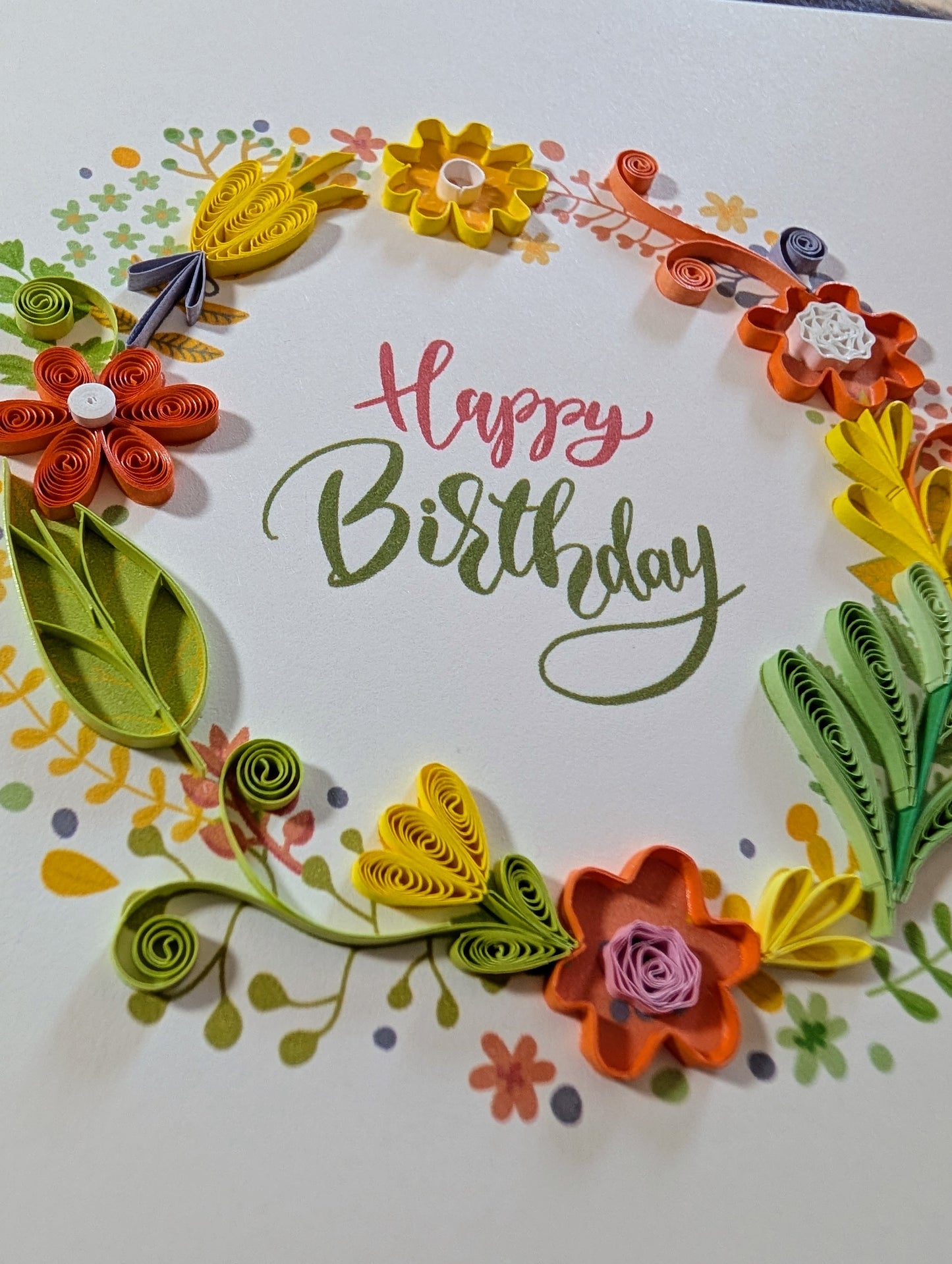 Happy Birthday Floral Wreath Quilling Card