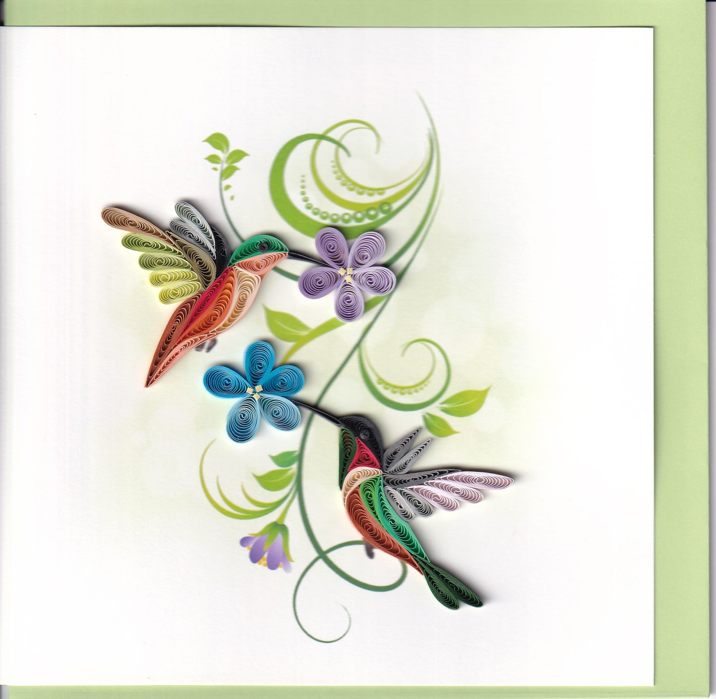 Hummingbirds Floral Quilling Card